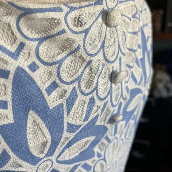 Talbots Blue White Floral Lace Lined Sleeveless Shift Dress Sz 2P Petite - Picture 3 of 8